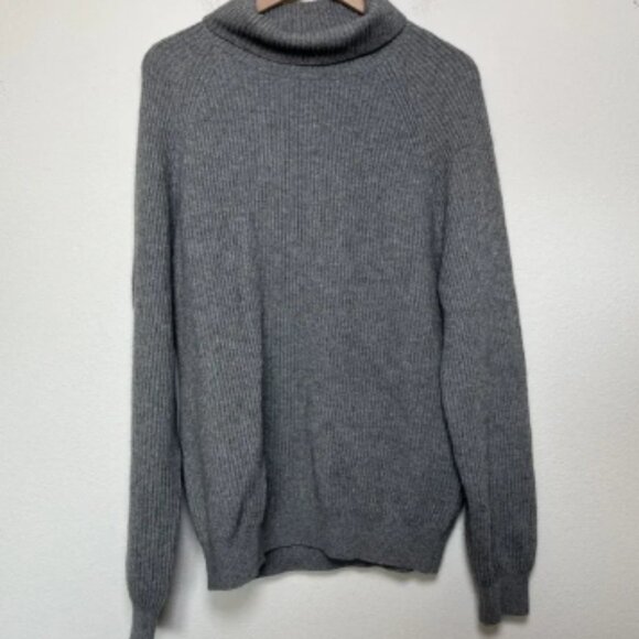 Suitsupply Men Cashmere Wool Turtleneck Sweater XXL Gray Rib Knit Luxury - Picture 1 of 8